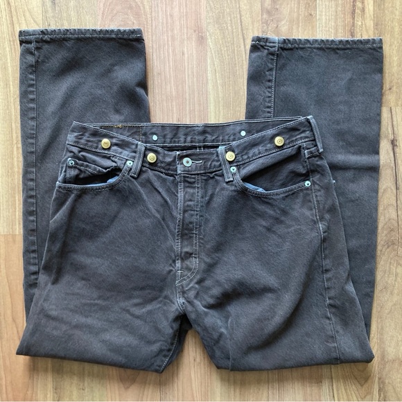 Vintage Levis 501 Men’s 36x30 Brown Button Fly Straight Leg Jeans Altered - Picture 1 of 15